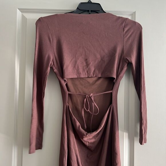 Princess Polly • Nolan brown ribbed mini dress - Picture 9 of 10